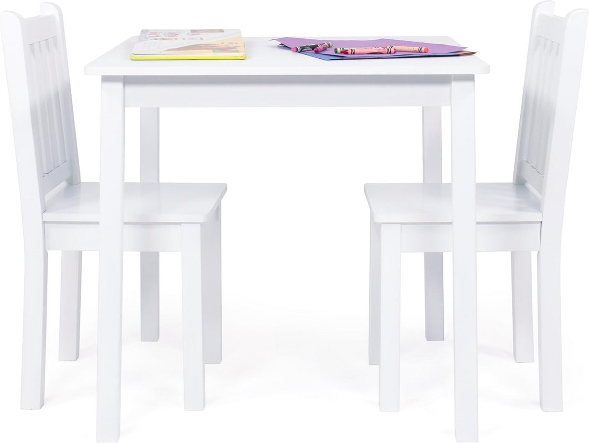 Houten Kinder Tafel met 2 Stoelen Set - Veilige en Makkelijke Schoonmaak
