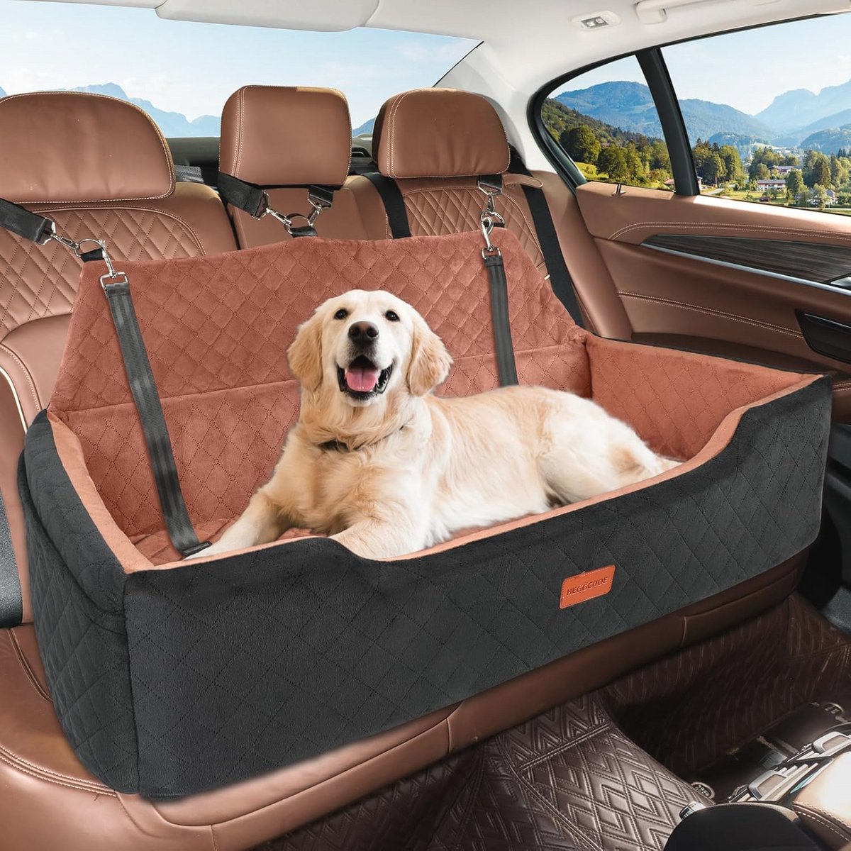 Grote hondenautostoel voor 2 middelgrote honden - wasbaar en multifunctioneel