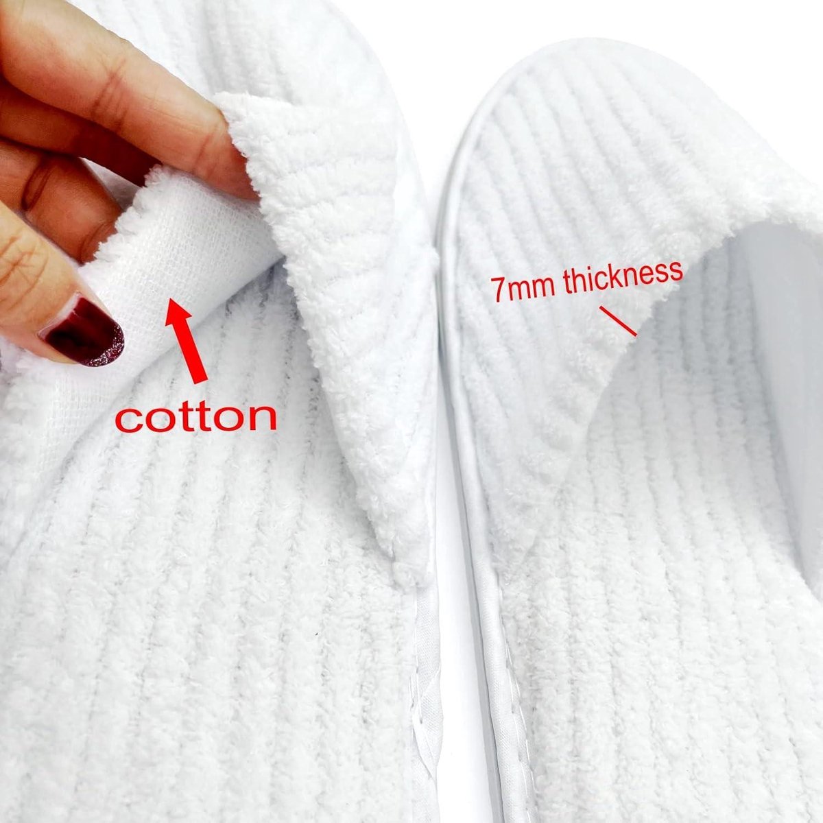 Allecta - Grote Heren Wegwerppantoffels in Wit - Unisex Gastenpantoffels - Hotelslippers - Fluwelen Pantoffels - Gesloten teen - Spa & Vakantie - Set van 2 — cadeau in Cadeau-ideeën - foto 4