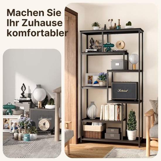 Bealife FS13 Bibliothèque – 5 tablettes – 98 x 30 x 180 cm – Noir
