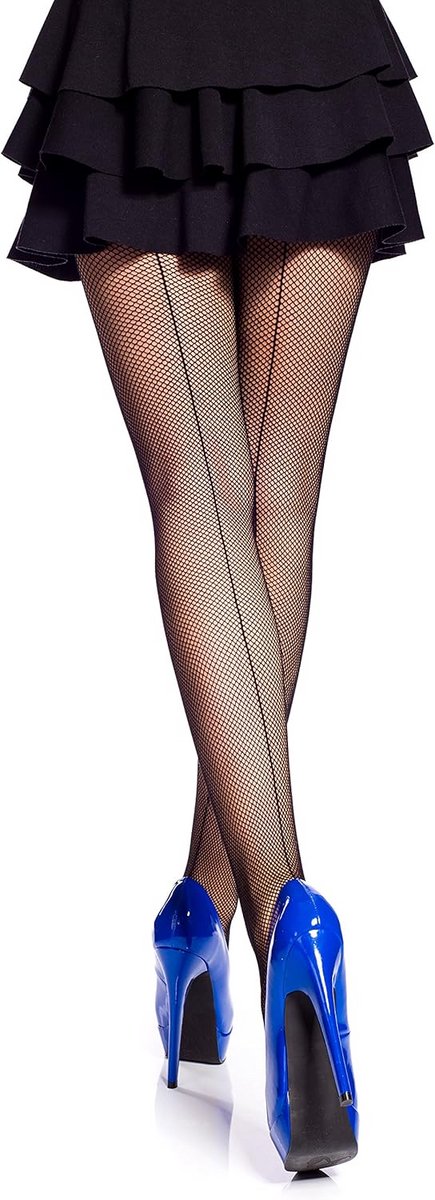 Netpanty met rugnaad in 4 kleuren en maten S-XL