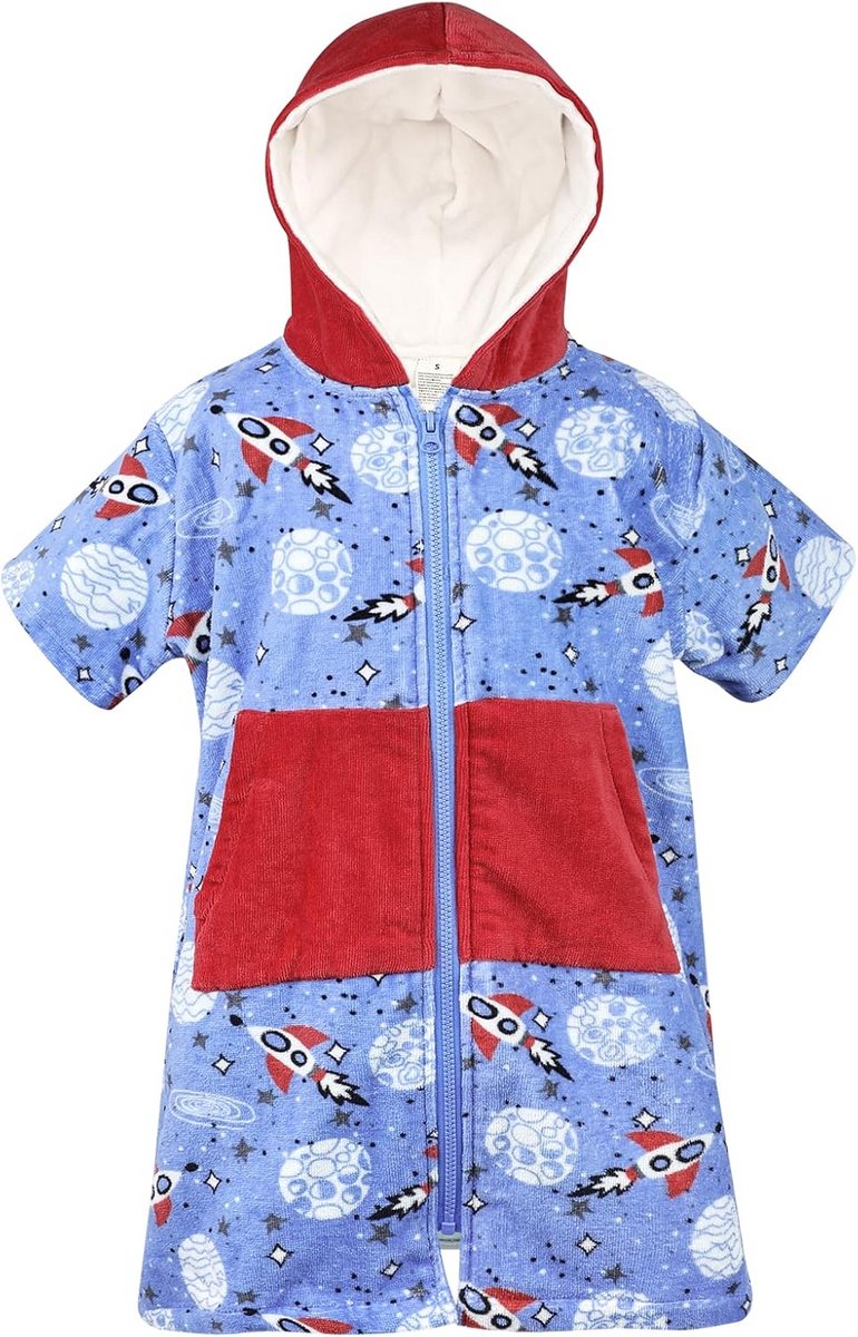 Kinder Badjas met Capuchon 100% Katoen Strandponcho Dikkere Absorberende Badstof
