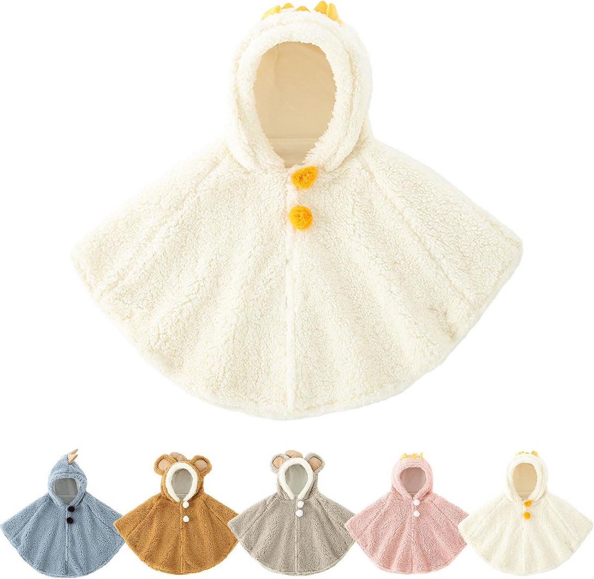 Warme Baby Poncho met Capuchon voor Kinderen 0-3 Jaar | Winddicht Fleece Buitenkleding