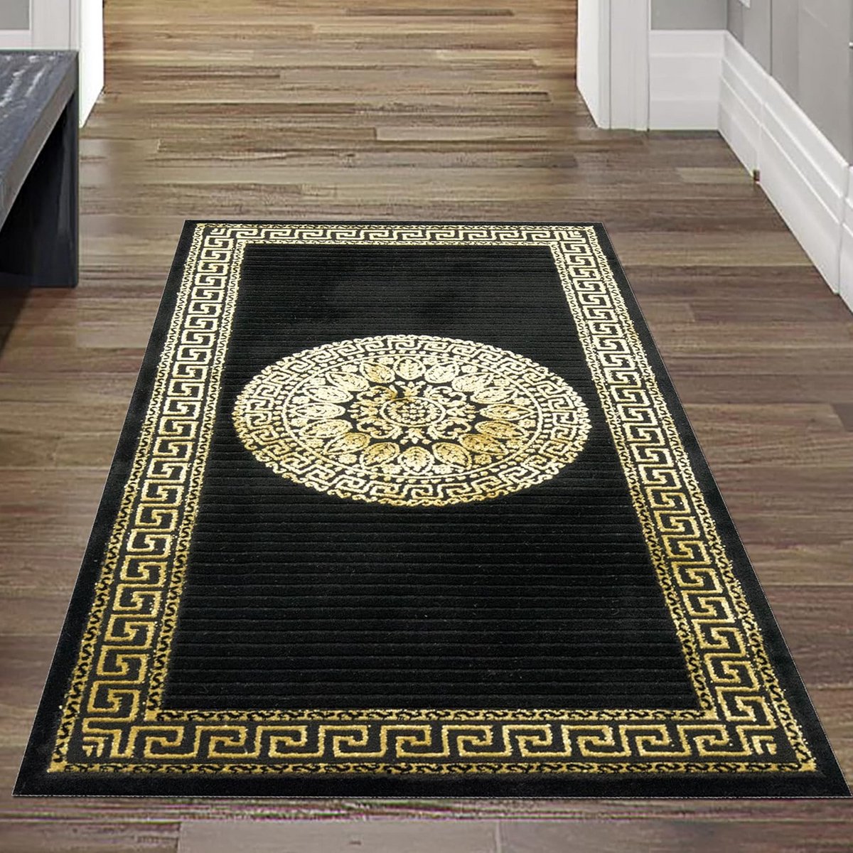 Modern Vloerkleed Zwart Goud Geometrisch Patroon - Geschikt voor Vloerverwarming