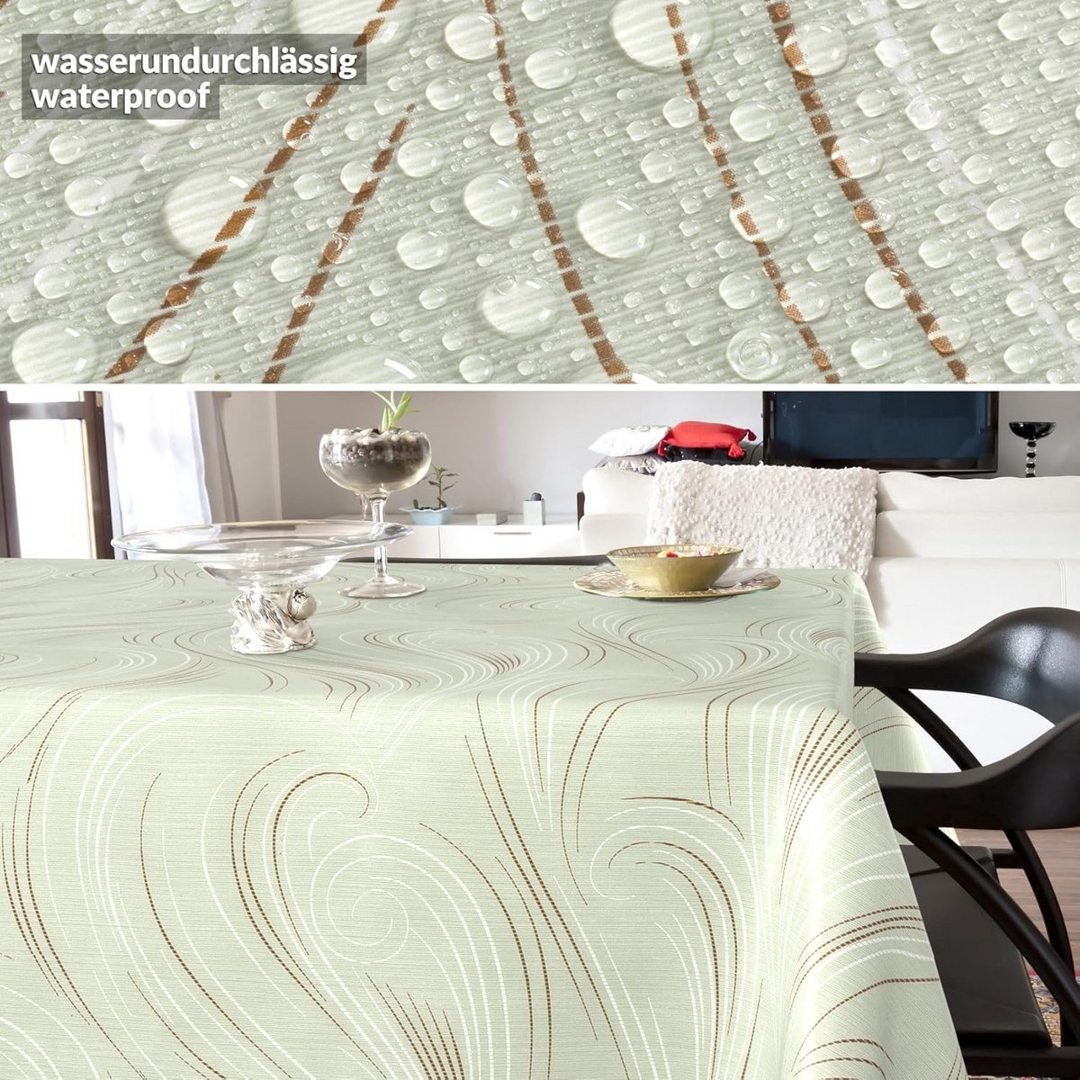 Afwasbaar Tafelkleed Abstract Groen 300x140 cm - Snel Reinigbaar en Snijbaar