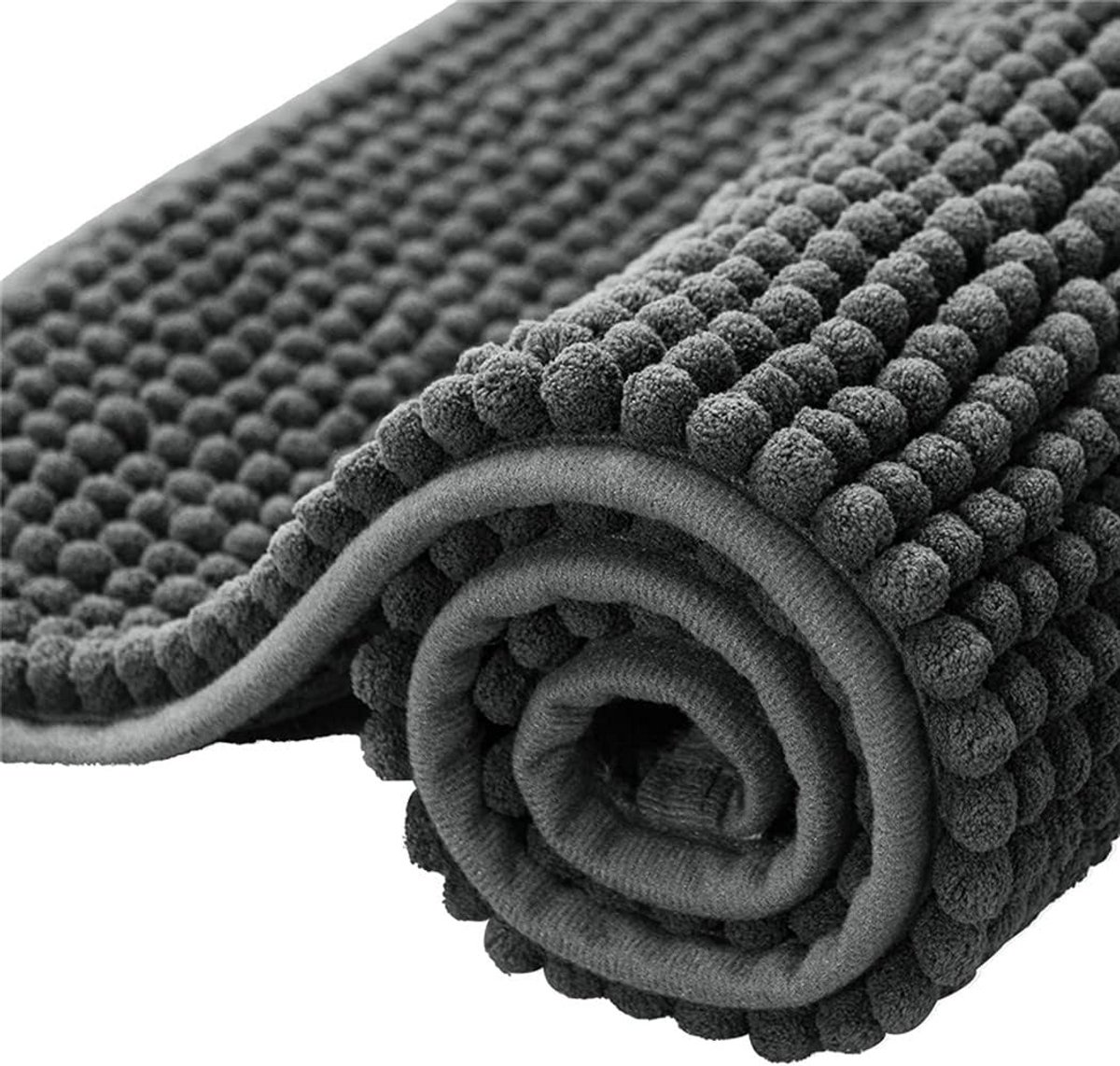 Pluizige Antislip Badmat voor Badkamer, Douche en Toilet in Donkergrijs