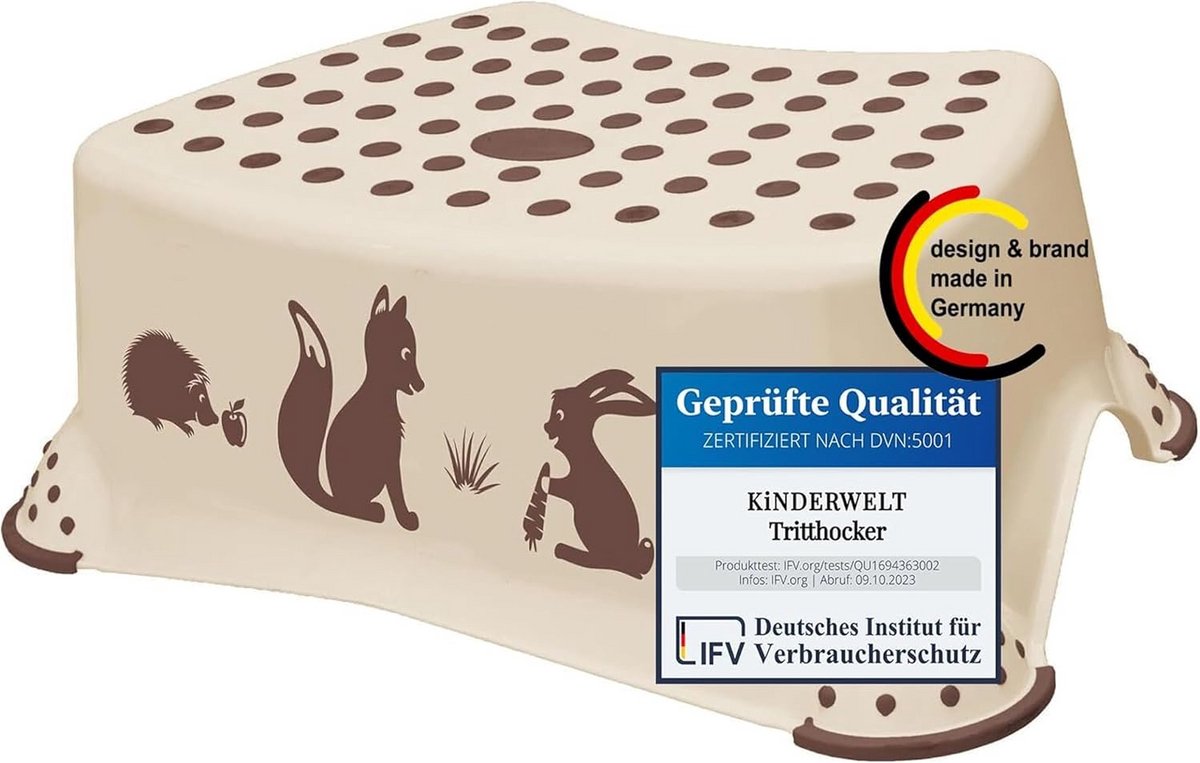 Opstap kruk - Kinderkrukje - Zelfstandig worden - Antislip functie - 14 cm hoog - Beige