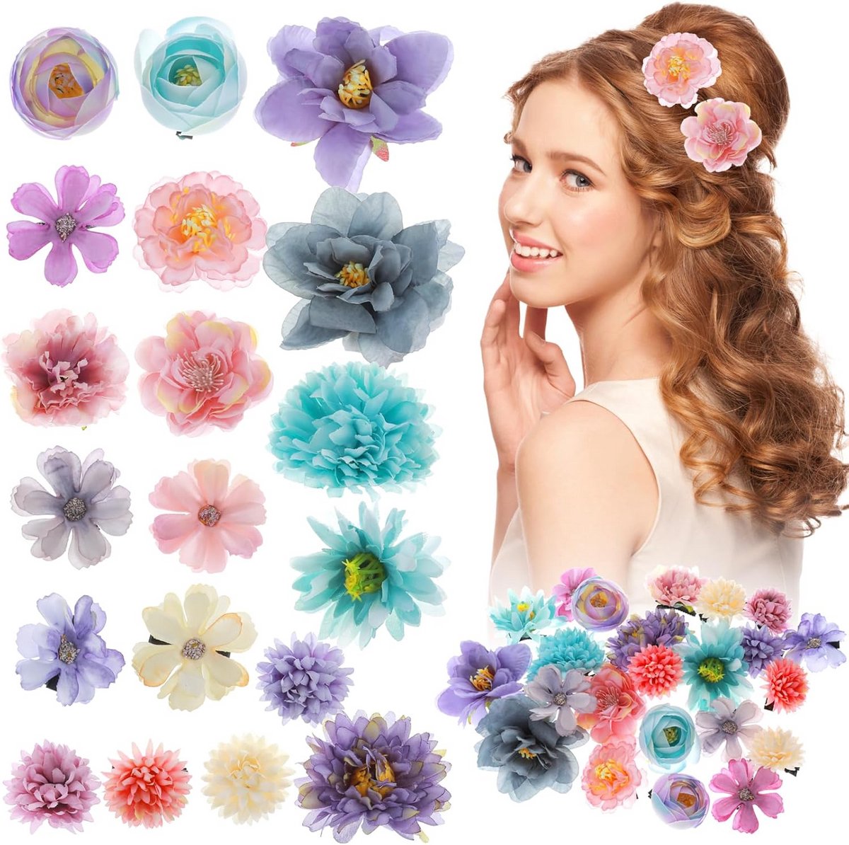23 Stuks Bloem Haarspelden Set Rozenhaarspeldjes Bruiloft en Feest Accessoires