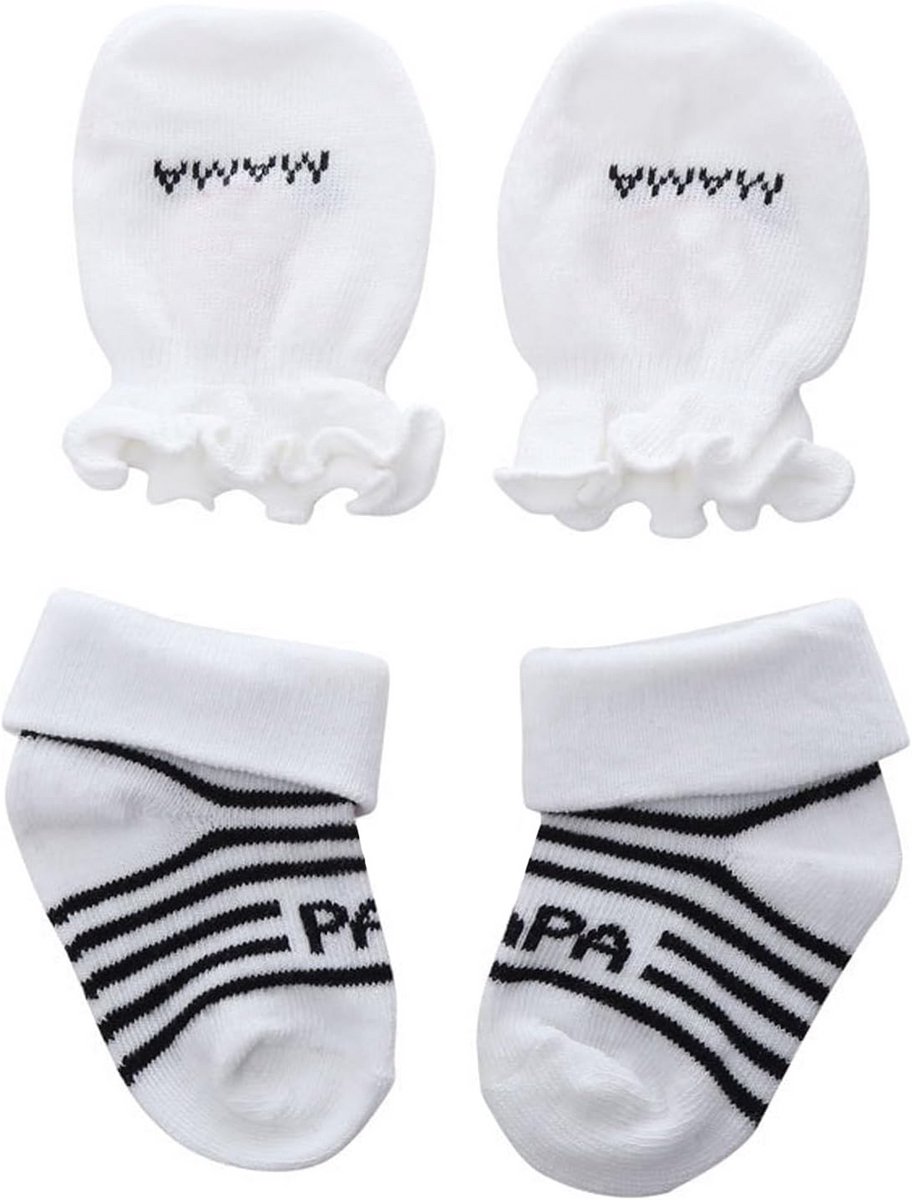 Baby Sokken en Mutsjes Set (0-3 maanden) Cadeauset voor Jongen en Meisje, Wit