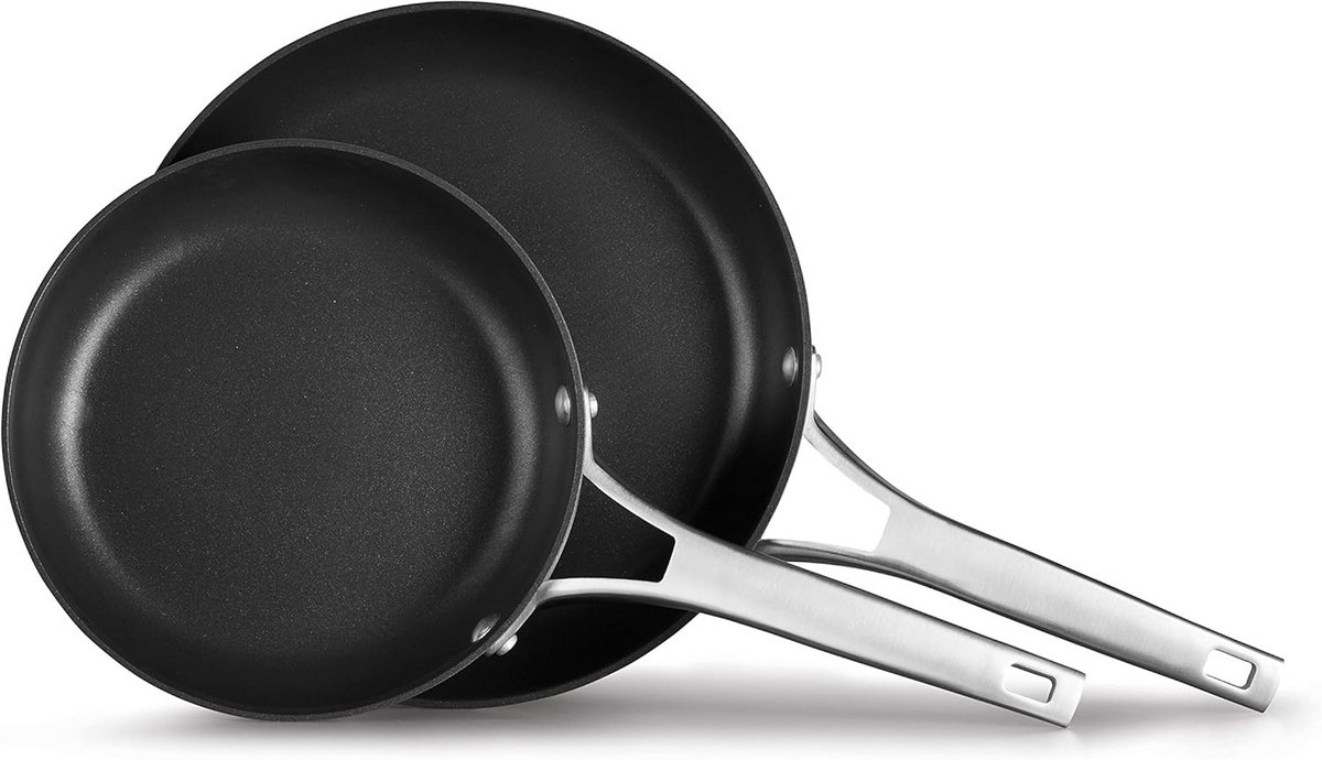 Hard-geanodiseerde 25 en 30 cm Anti-aanbak Bakpannen Duo - Aluminium