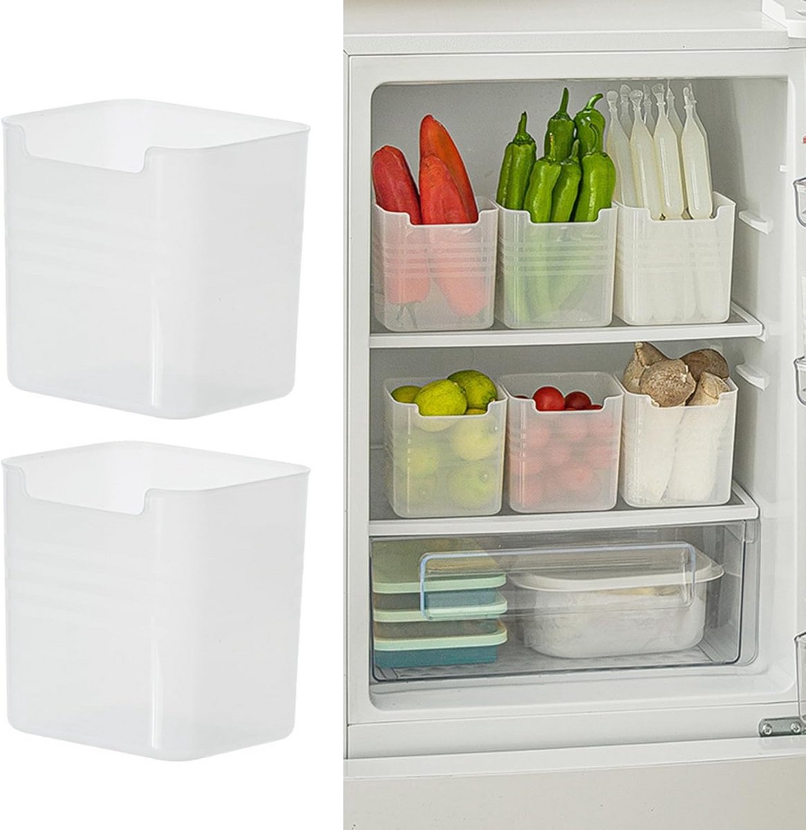 Set van 10 Transparante Opbergdozen voor Koelkastdeur - Organizer voor Snacks en Specerijen