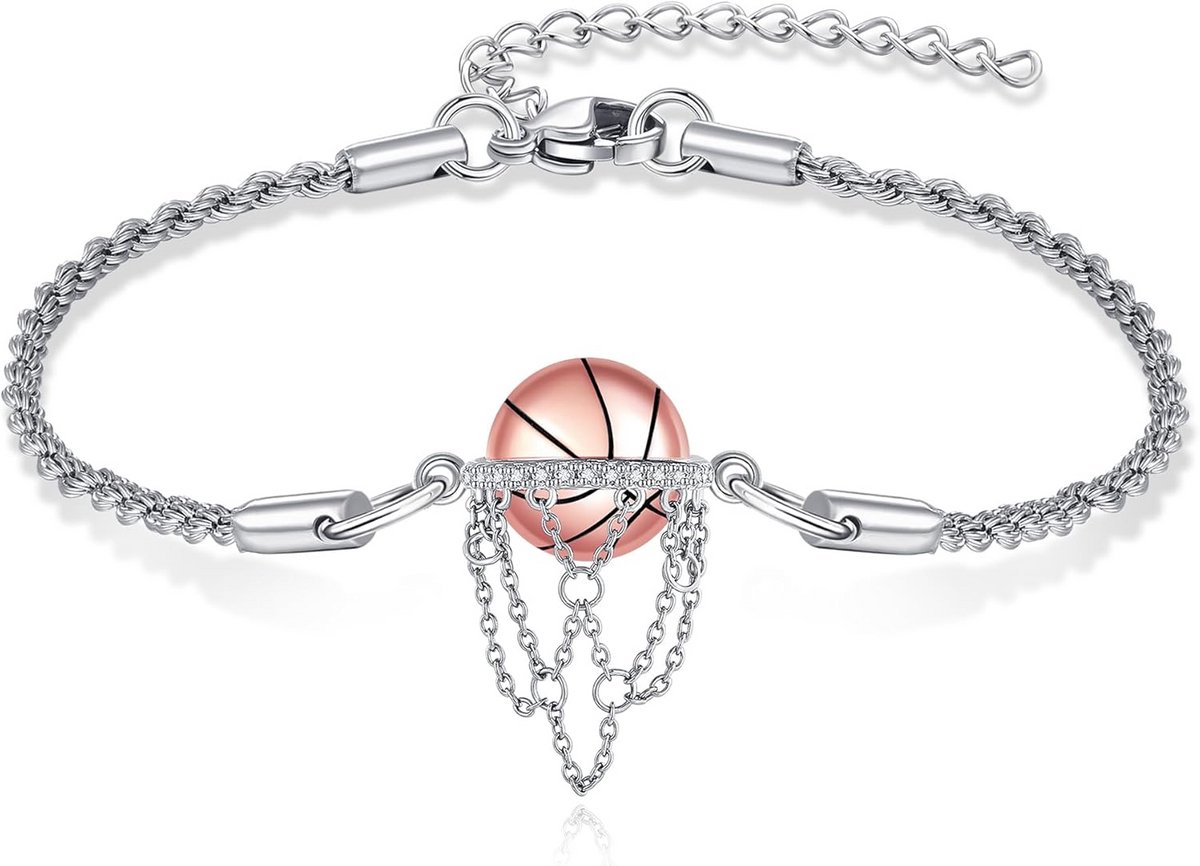 Sterling Zilveren Basketbal Armband voor Dames en Meisjes