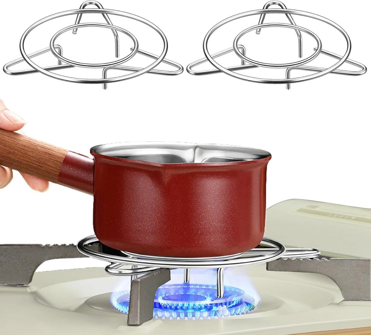 2 stuks Wokhouder voor Gasfornuis - Hittebestendige Gasring voor Pannen en Koffiepotten