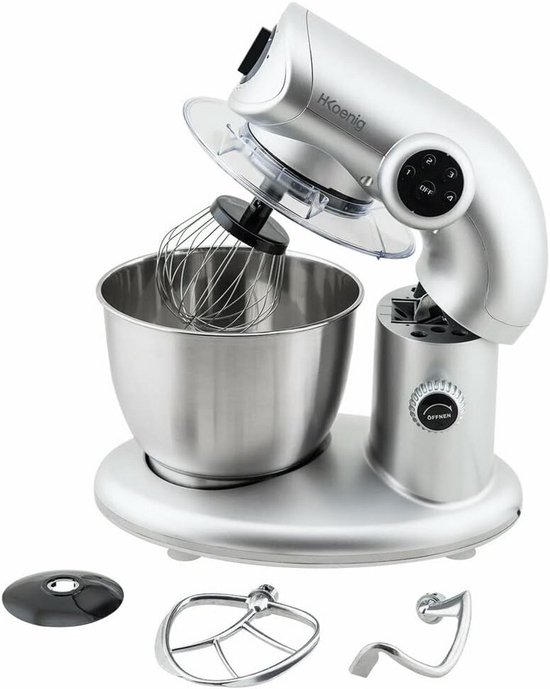 Staande Kneadmachine 5.5L 1000W 4 Snelheden met Accessoires Roestvrijstaal van Merkloos — afbeelding 4