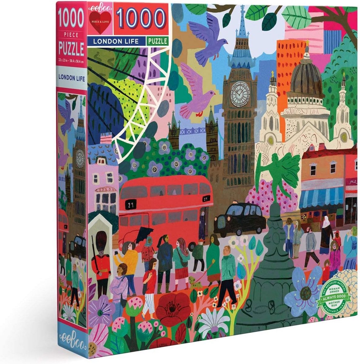 Luxe Legpuzzel 1000 Stukjes - Levendig Stadsleven Illustratie
