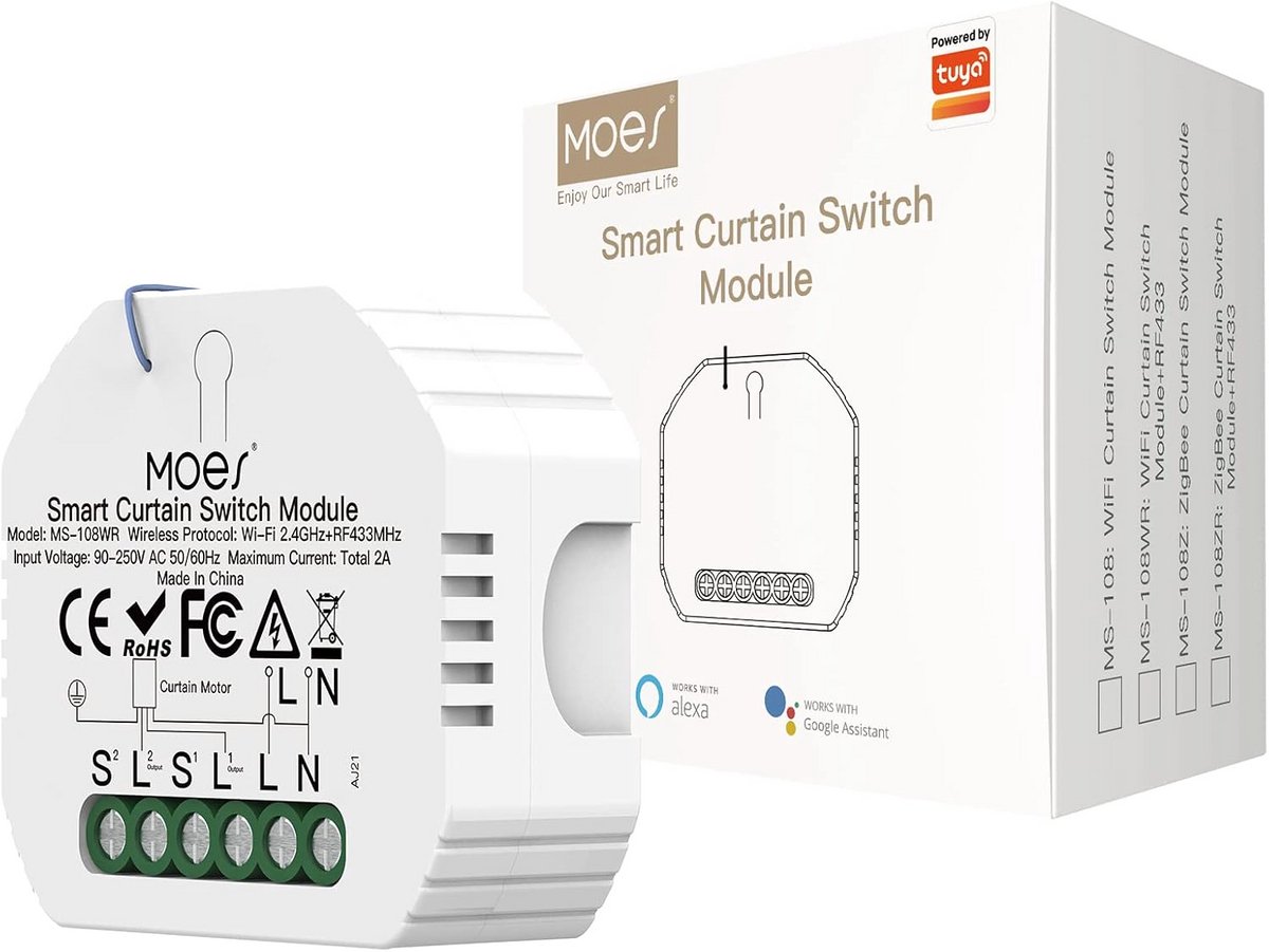 Slimme WiFi Rolluik Schakelaar Module RF433 voor Tuya App, Alexa, Google Home