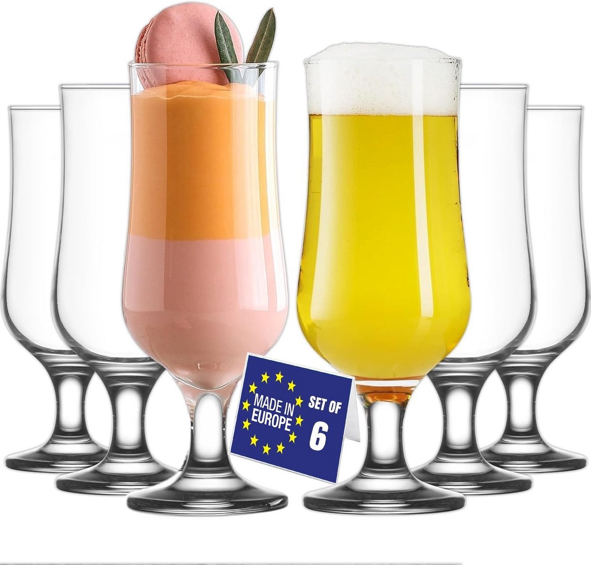 Set van 6 Grote Cocktailglazen 385 ml voor Cocktails en Ijsthee