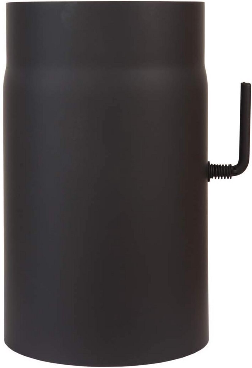Verlengstuk Kachelpijp met Smoorklep - Zwart Ø 150 mm - 250 mm Lengte