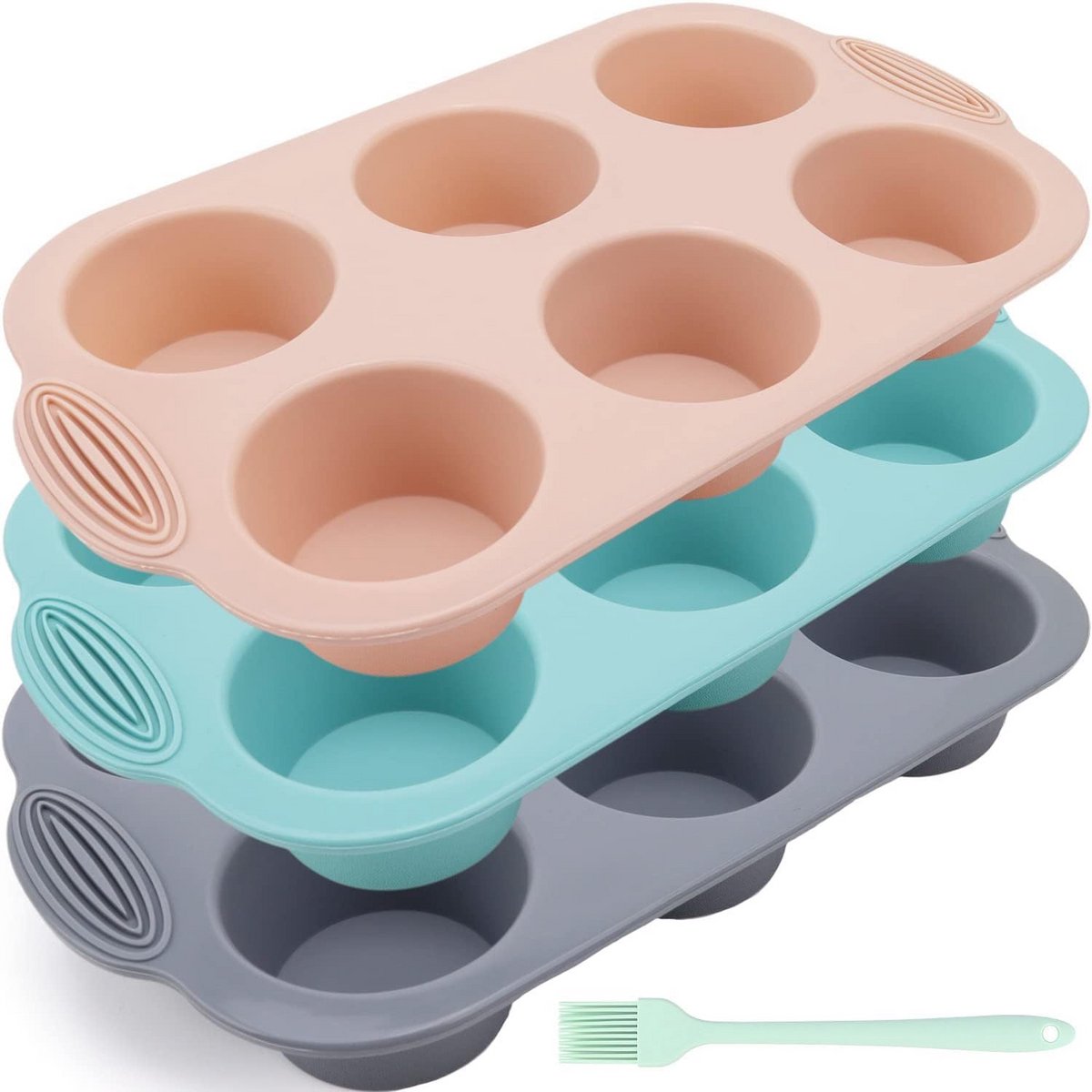 3x Siliconen Muffinvorm Set - 6 Cups Per Vorm - Flexibel & BPA-vrij Bakvorm