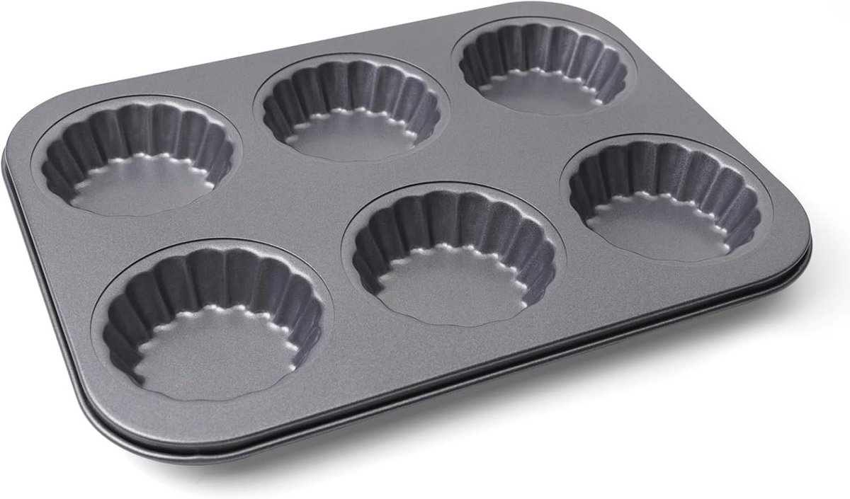 Set van 6 Mini Taartvormen (7 cm) - Antiaanbak Laag - Herbruikbare Quiche & Kaasvormen