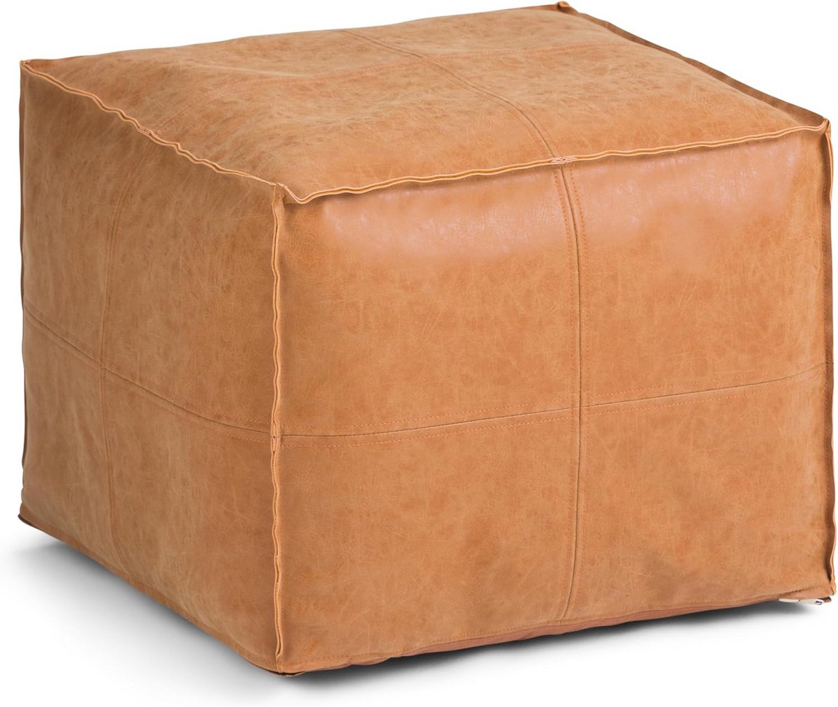 Vierkante Poef - Ottomaanse Voetenbank - Extra Zitplaatsen - Rustieke Boho Stijl - 457 cm Breed - Verweerd Bruin