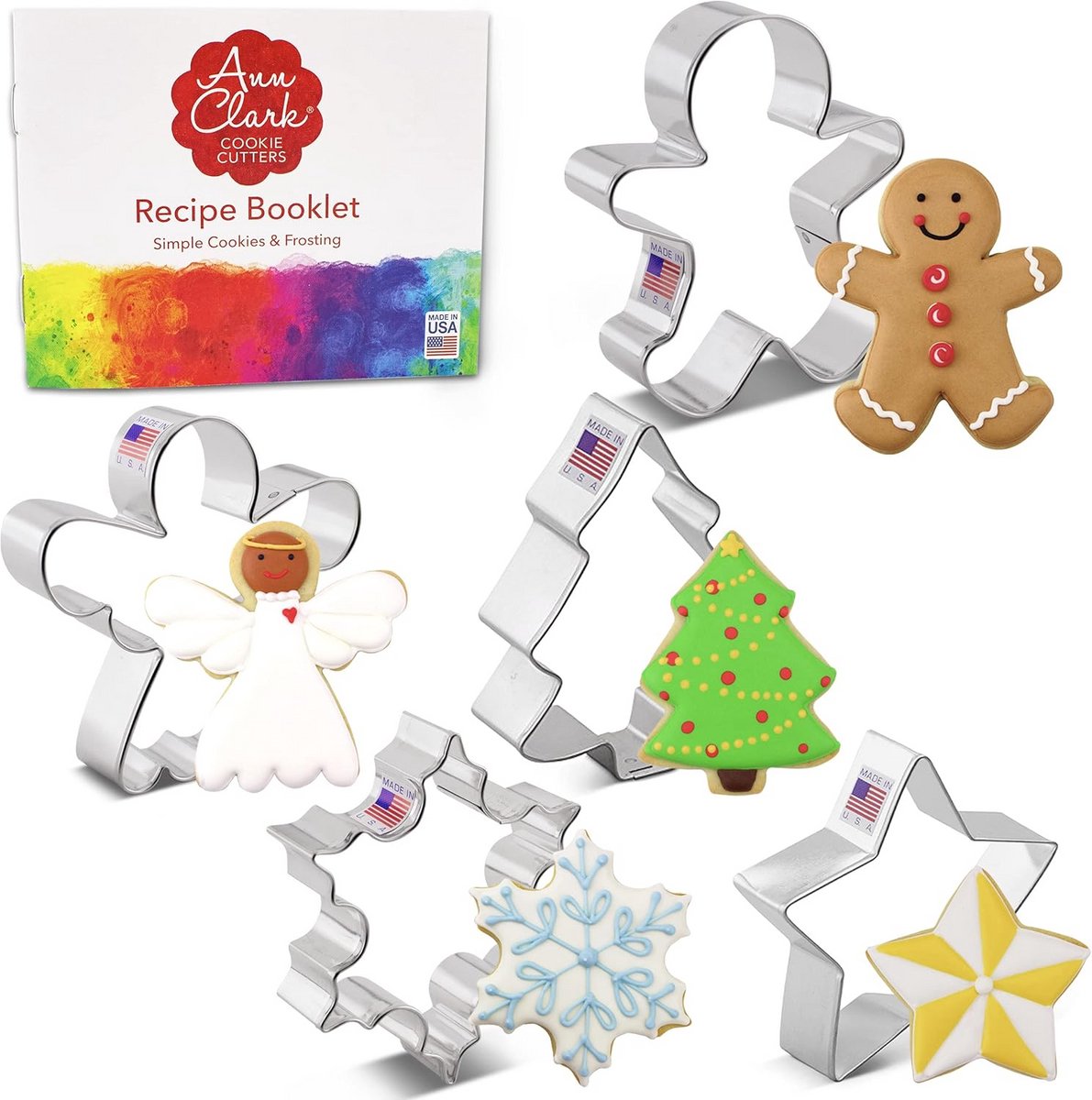 5-Delige Set Kerstkoekjesvormen Inclusief Receptenboek