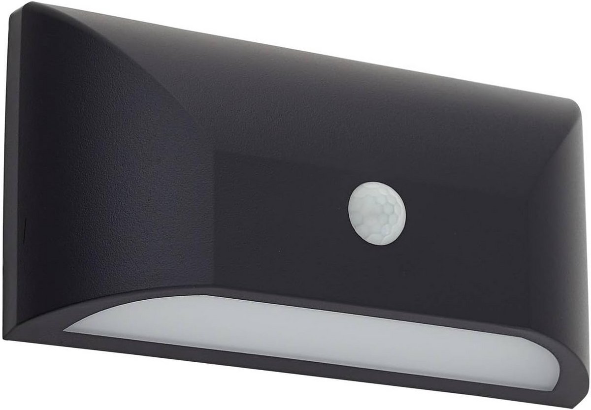 Moderne Zwarte Buitenlamp met Bewegingssensor voor Tuin en Patio - LED Wandlamp