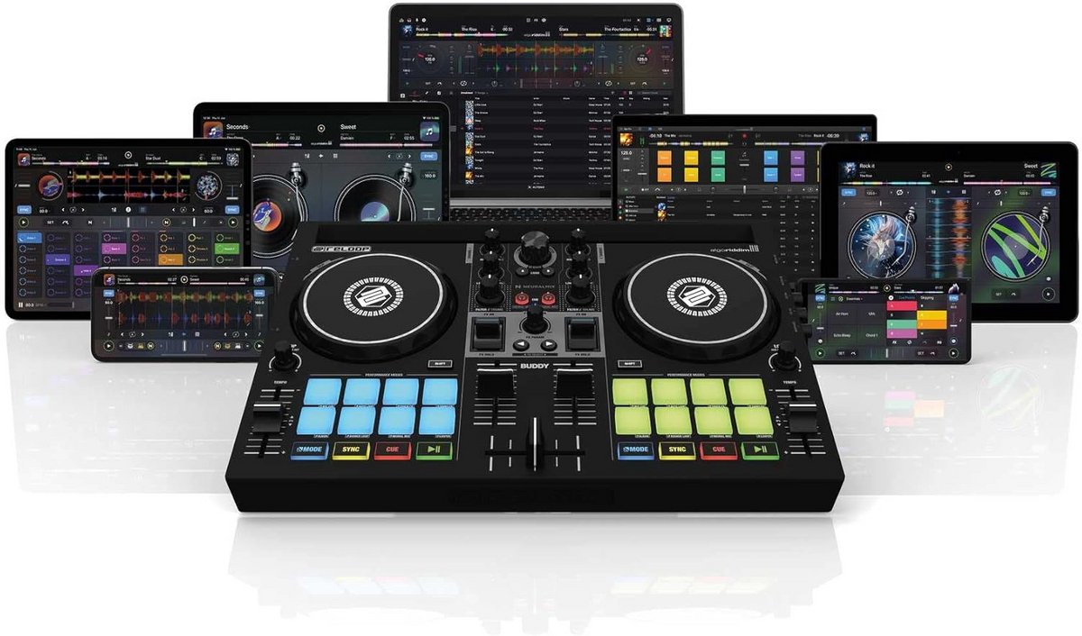 Compacte 2-kanaals DJ Controller voor Algoriddim djay op iOS, Android, Mac en PC met Neural Mix
