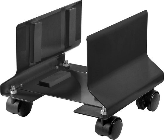PUTORSEN CPU-standaard met zwenkwielen, mobiele CPU- en pc-towerbevestiging, universele pc-bevestiging met instelbare breedte en lengte - zwart