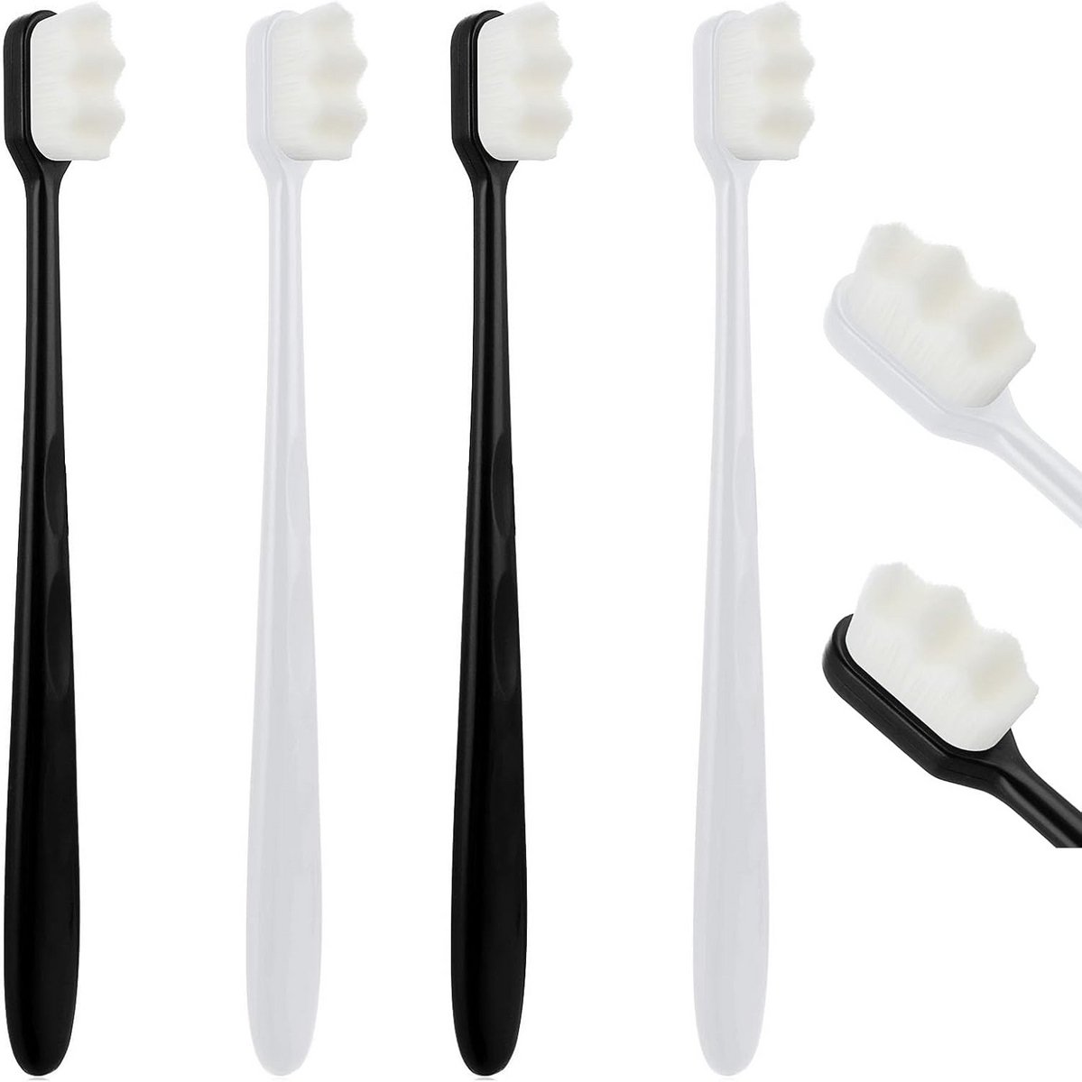 Set van 4 Zachte Micro Nano Tandenborstels voor Gevoelig Tandvlees