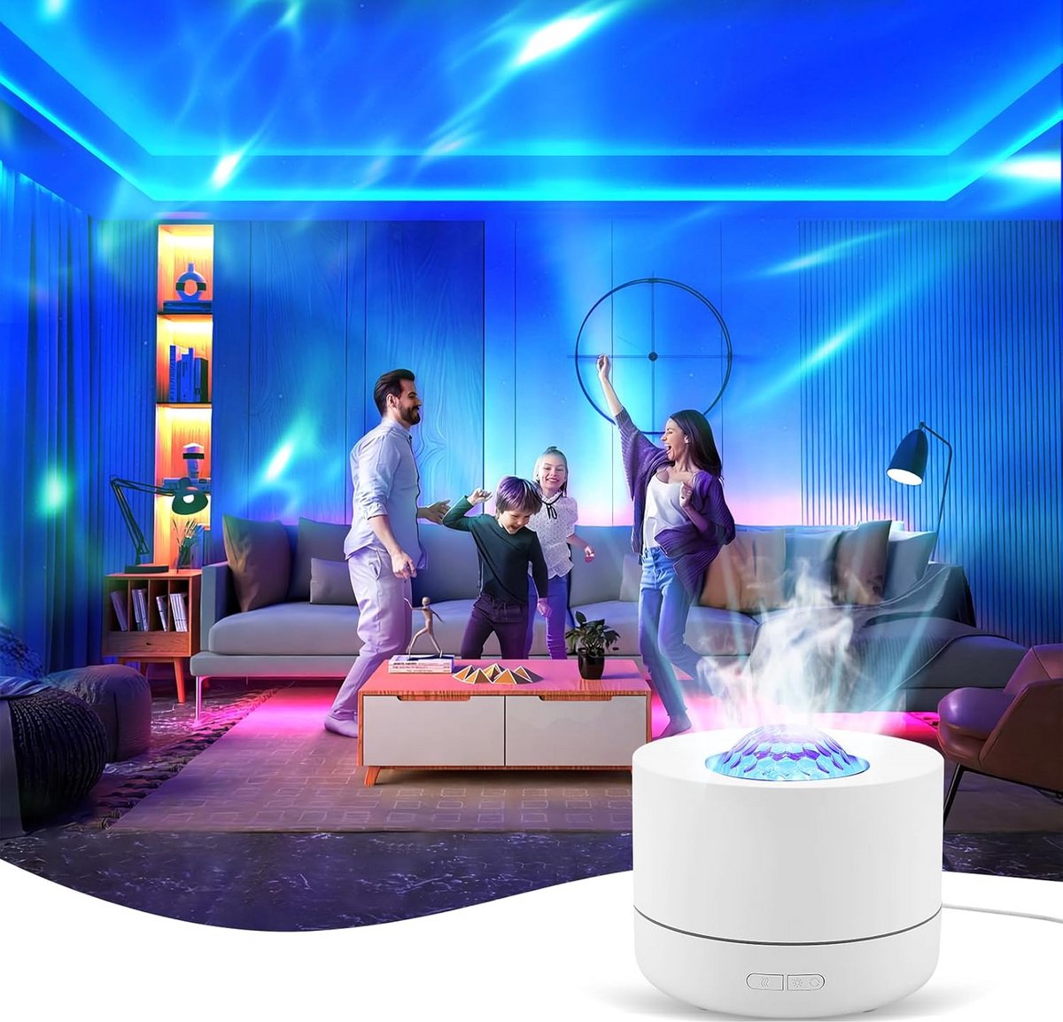 Luchtbevochtiger met Sterrenhemel Projector en Aroma Diffuser functie