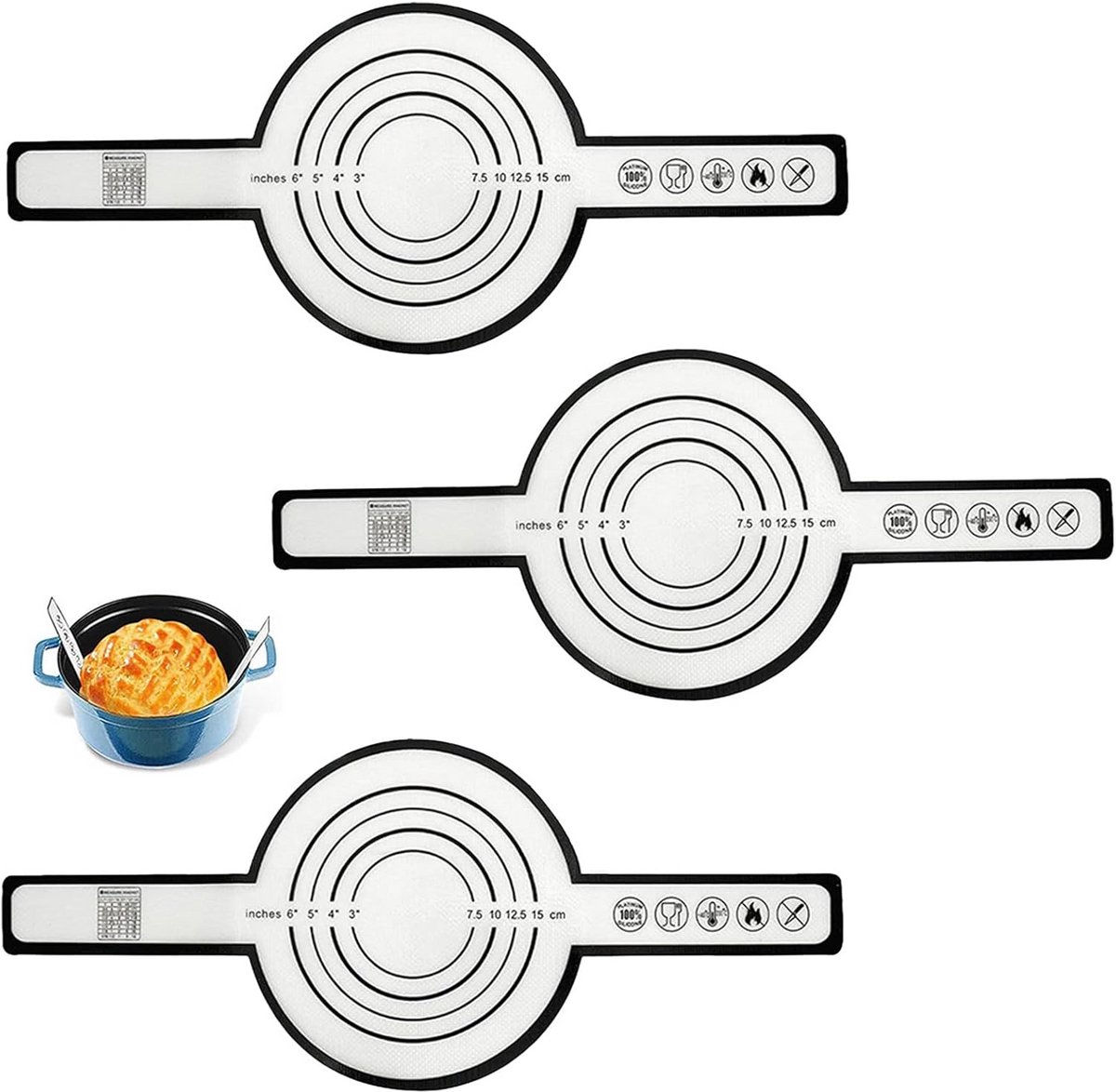 3-Delige Siliconen Bakmatten Set - Hittebestendig & Anti-Aanbak - Geschikt voor Oven, Magnetron en Stoompan