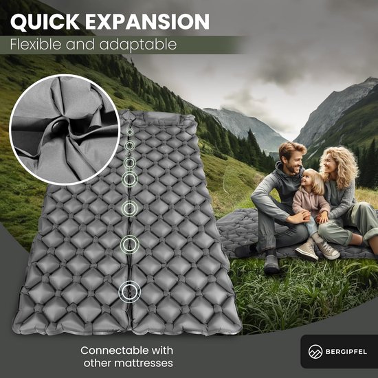 Opblaasbare Slaapmat 7,5 cm Dik - Ultralicht, Compact & Met Geïntegreerde Voetpomp voor Kamperen, Trekking en Outdoor — afbeelding 4