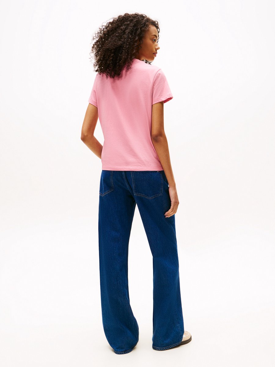 Tommy Jeans T-shirt Tjw Reg Linear Ss Tee Dw0dw21964 Thc Mystic Dames Roze