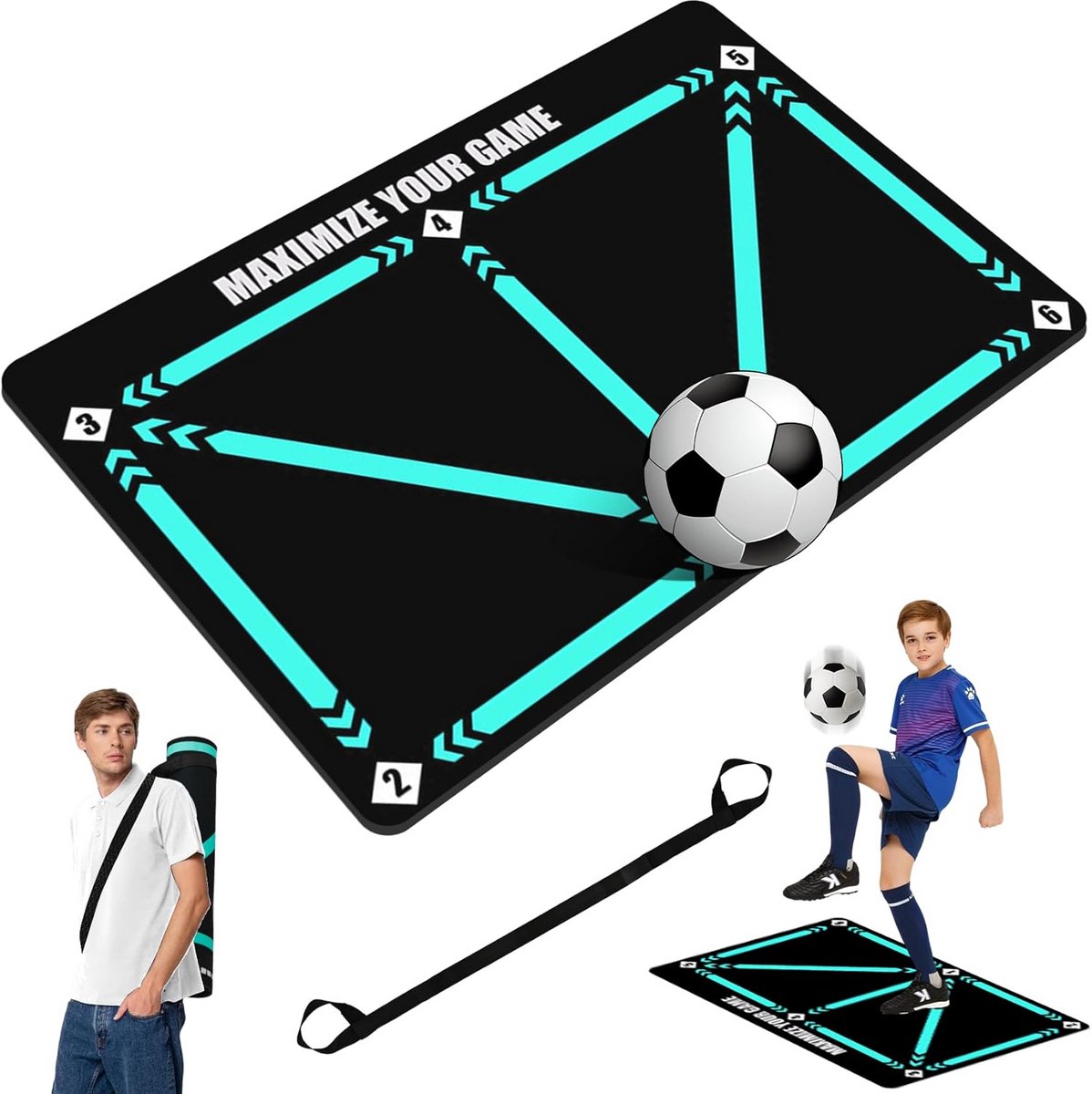 Voetbal Trainingsmat 90x60 cm - Oefenmat voor Voetbaltraining Binnen en Buiten