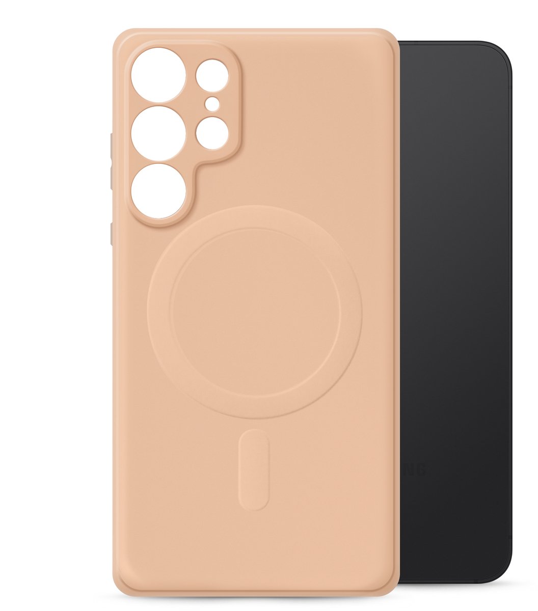 My Style Hoesje geschikt voor Samsung Galaxy S25 Ultra MagSafe Telefoonhoesje Flexibel TPU | My Style Protective Flex Backcover | Geschikt voor MagSafe | Geschikt voor Draadloos Opladen met Magnetische Ring | Geschikt voor MagSafe Case - Soft Pink |
