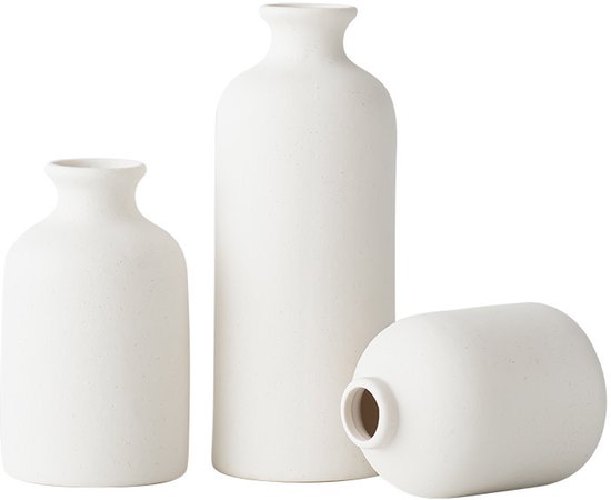 Keramische Vaas Set – Moderne Woondecoratie Vaas – Geschikt voor Boekenkast, Woonkamer, Slaapkamer, Eettafel Decoratie, Cadeau en Kleine Bloemstukken – 3 stuks