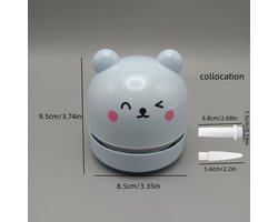 Bureaustofzuiger, USB-toetsenbordreiniger, draagbare potloodgum, gumrestenreiniger, sigarettenasreiniger, mini handstofzuiger - werkt op batterijen - gevoed door 2 AA-batterijen (batterijen en kabel niet inbegrepen) (Blauw)