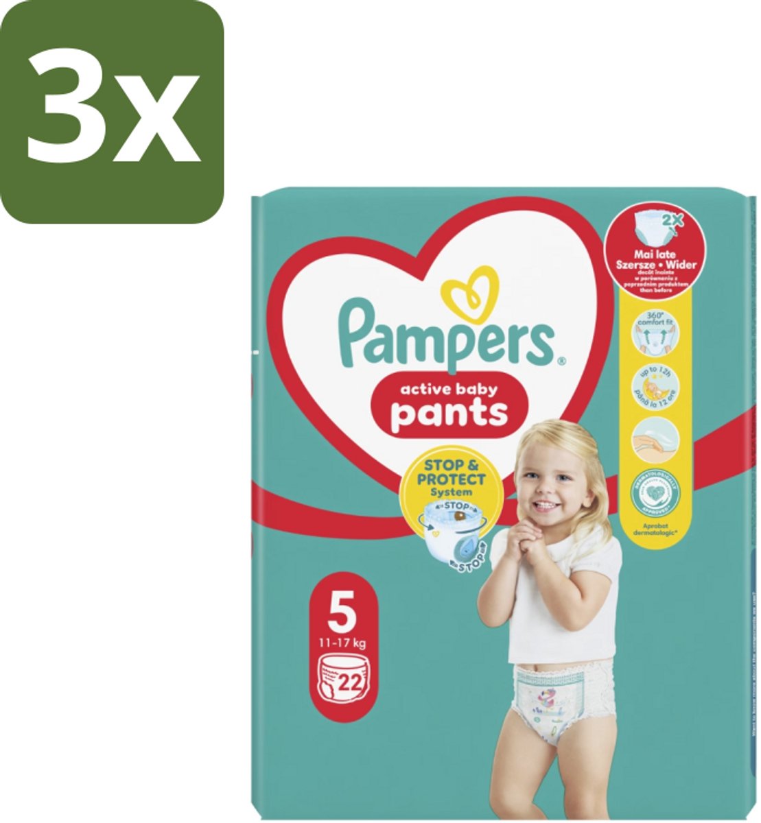 3 x Pampers – Luierbroekjes – Baby Dry Pants Maat 5 – 22 Luiers - Baby Luier - Droge Luier - Luier Voor Kind - Luierbroek - Luier Voor Peuters