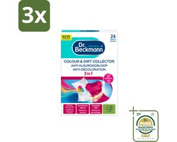 3 x Dr. Beckmann Anti-Kleur Doorloopdoekjes 24 stuks per verpakking - Grootverpakking - Kleurbescherming Was - Kleurdoorloop - Wasdoekjes - Kleuropvang - Wasmiddel