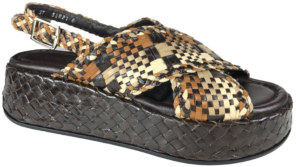 Pons Quintana 11276 PE bruine combi luxe sandalen | Bonne Shoe