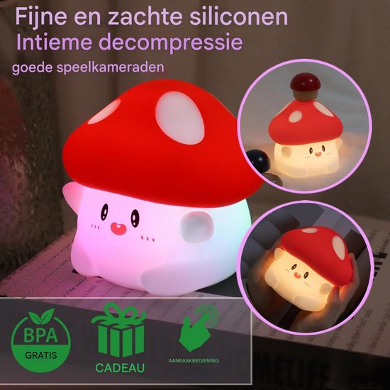 Ynkkvre - Pilz Nachtlicht - Pilzlampe - Dimmbares Kinder Nachtlicht - Kinderzimmer Sicher Nachtlicht - Dekor Pilzlampe - kindveilig - 30-minuten timer - nachtelijke begeleiding - aanraakbediening van Ynkkvre — afbeelding 2