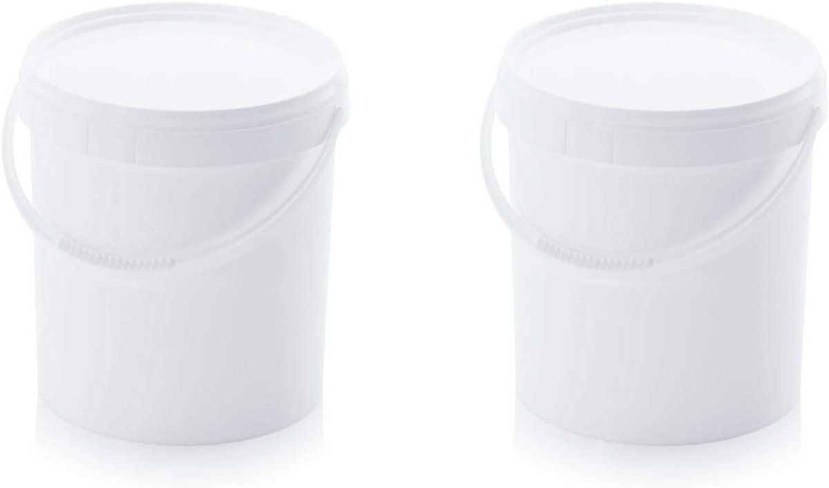 2x Opslagemmer met Deksel 10,8 Liter - Voedselveilig & Lekdicht - Wit
