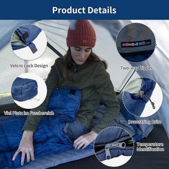Ultralichte Mummieslaapzak 300g - Compacte 3-4 Seizoenen Slaapzak voor Camping en Reizen — afbeelding 2