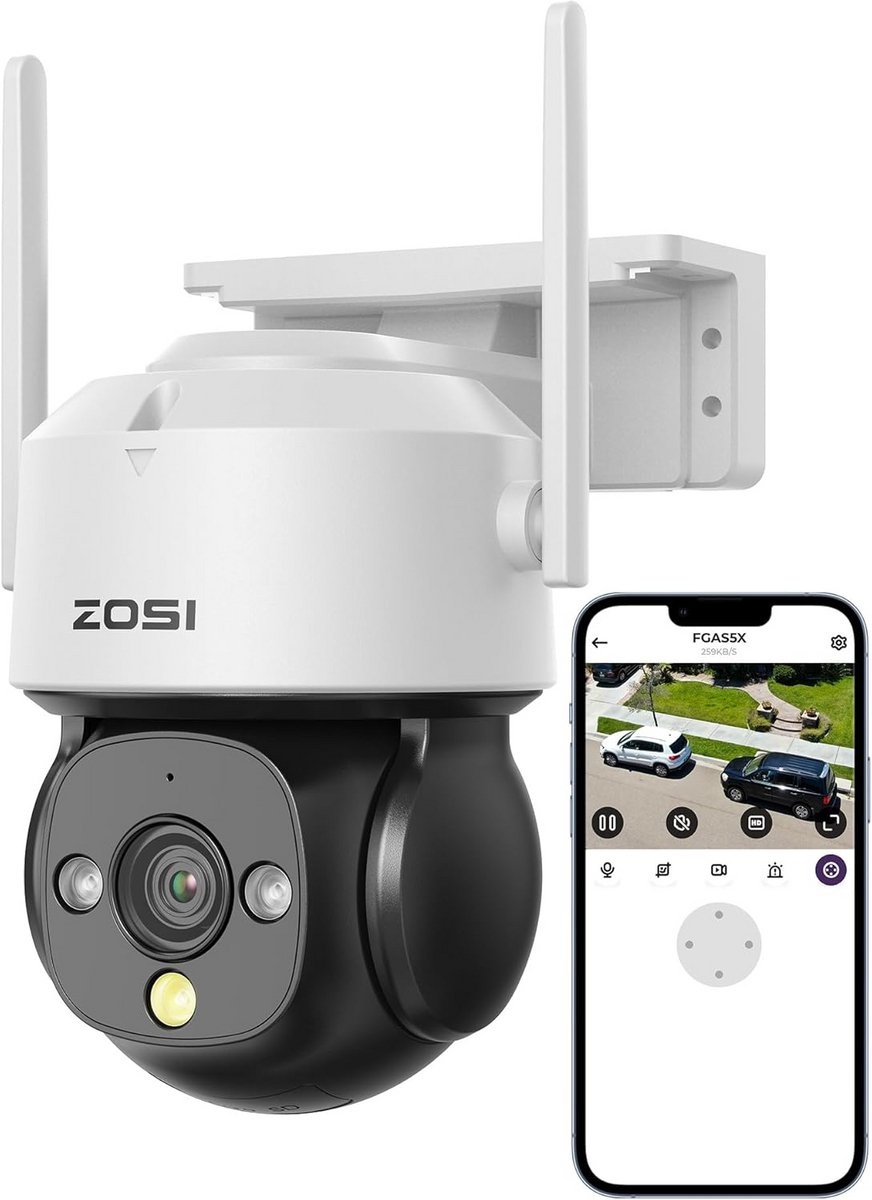 4MP Buiten WiFi Beveiligingscamera Pan-Tilt met Nachtzicht en AI Detectie