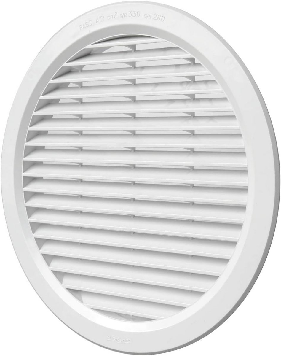 Ronde Inbouw Ventilatie Rooster Wit Kunststof 290mm Diameter