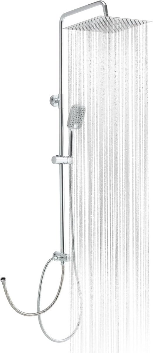 Inbouw Regendouche Set met Vierkante Douchekop (25x25cm) en Handdouche - Hoogte Verstelbaa