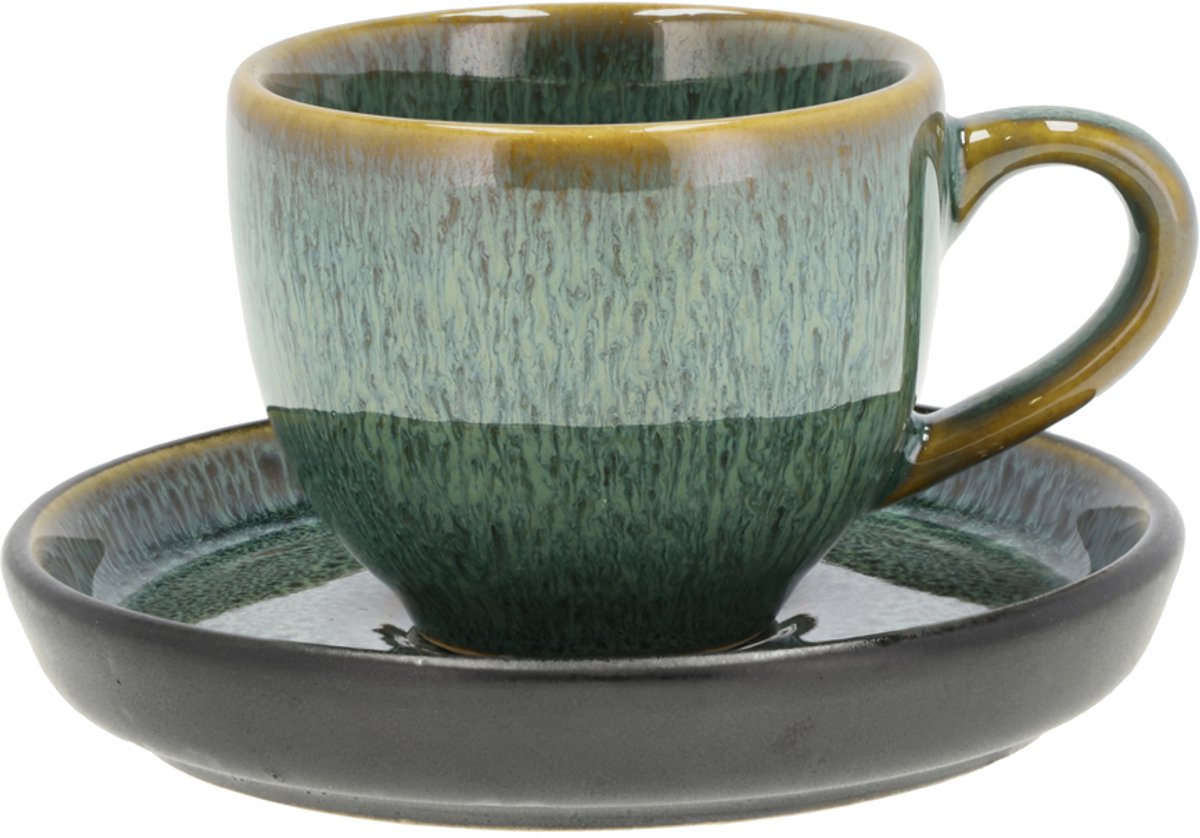 BITZ Espresso met Schaaltje Dia 5,5 x 5 cm 7 cl Groen/Zwart