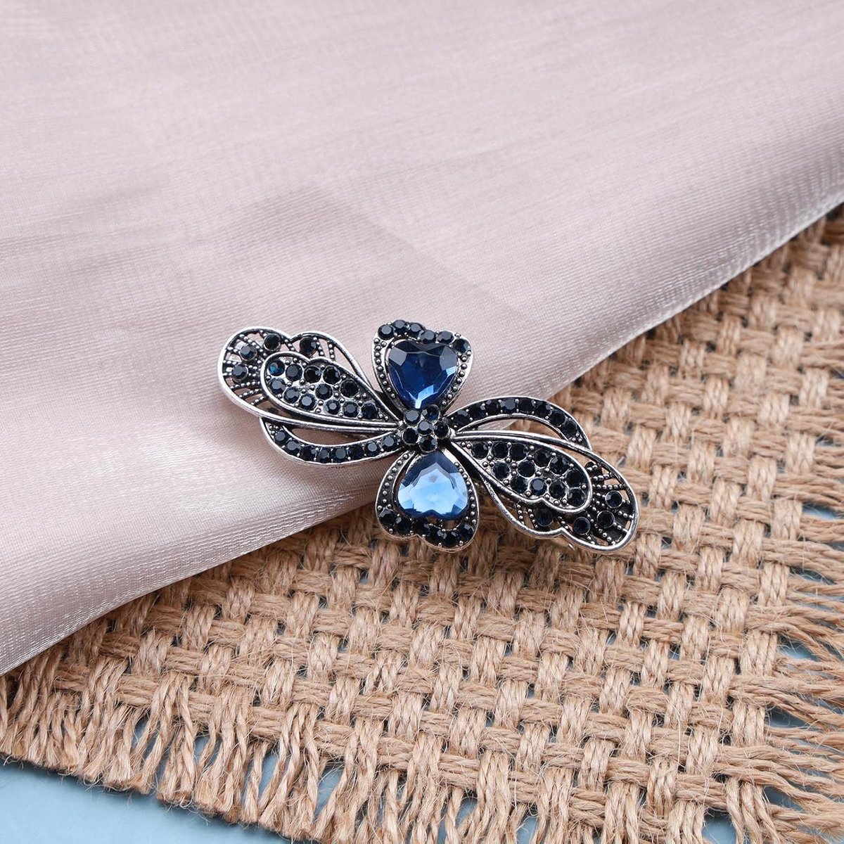 Blauwe Kristal Hart Haarspeld Bruiloft Bruid Haaraccessoire voor Dames en Meisjes