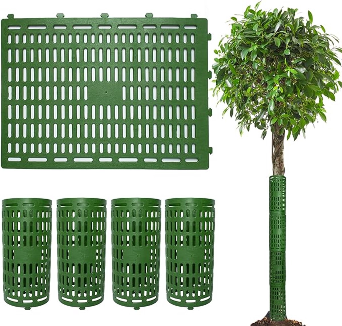 5 stambeveiligingen - verstelbaar - passend bij bomen of planten van elke maat - beschermt schade aan de bast door takken, grasmaaiers en knaagdieren